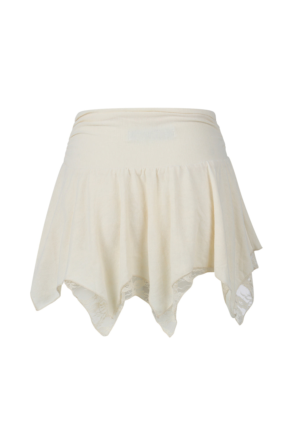 Candle Light Cream Lace Trim Fairy Cut Mini Skirt