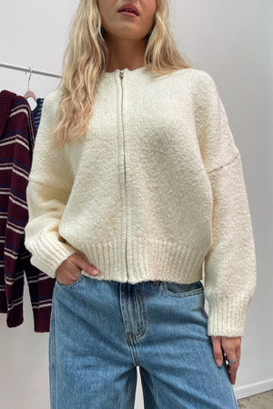 Ashleigh Cream Zip Up Sweater