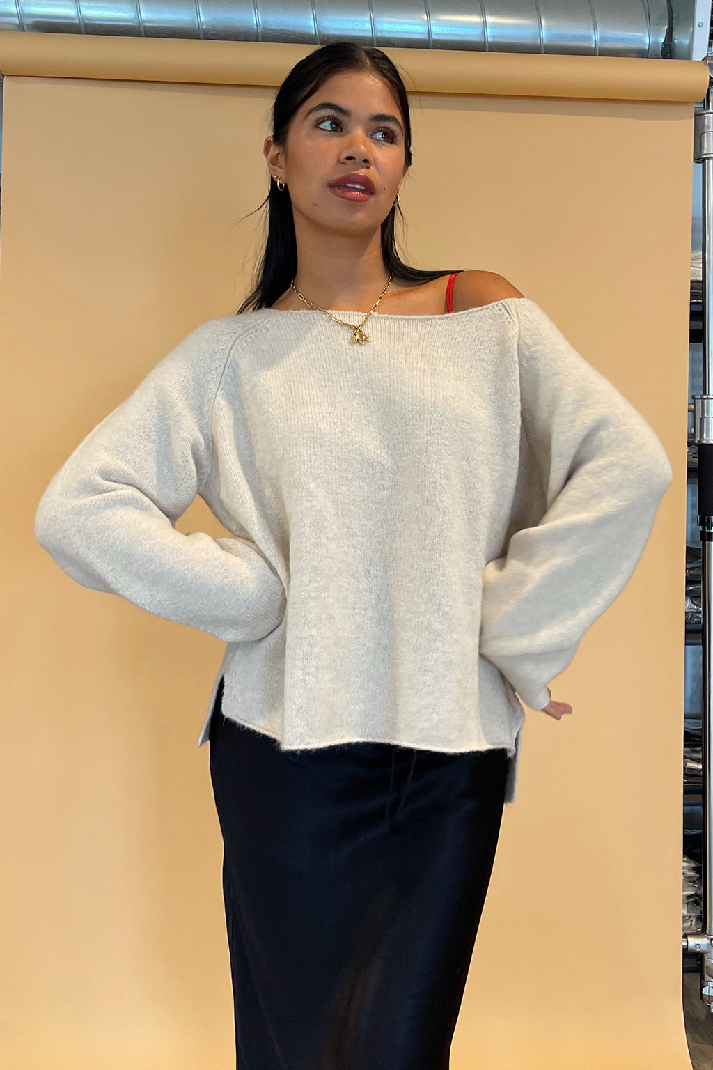 Through the Years Cream Slouchy Knit Sweater