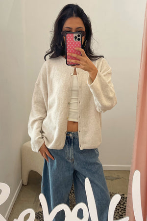 Collins Cream Plush Button Up Cardigan