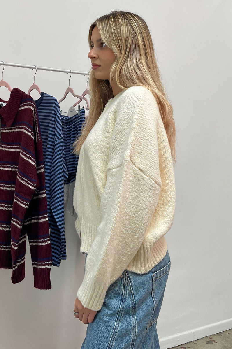 Ashleigh Cream Zip Up Sweater