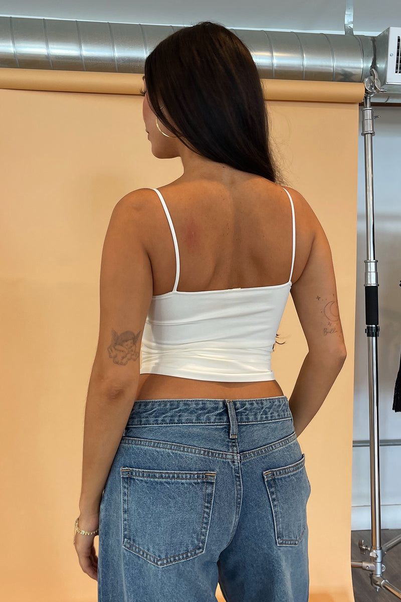 Essential Ivory Basic Spaghetti Strap Tank