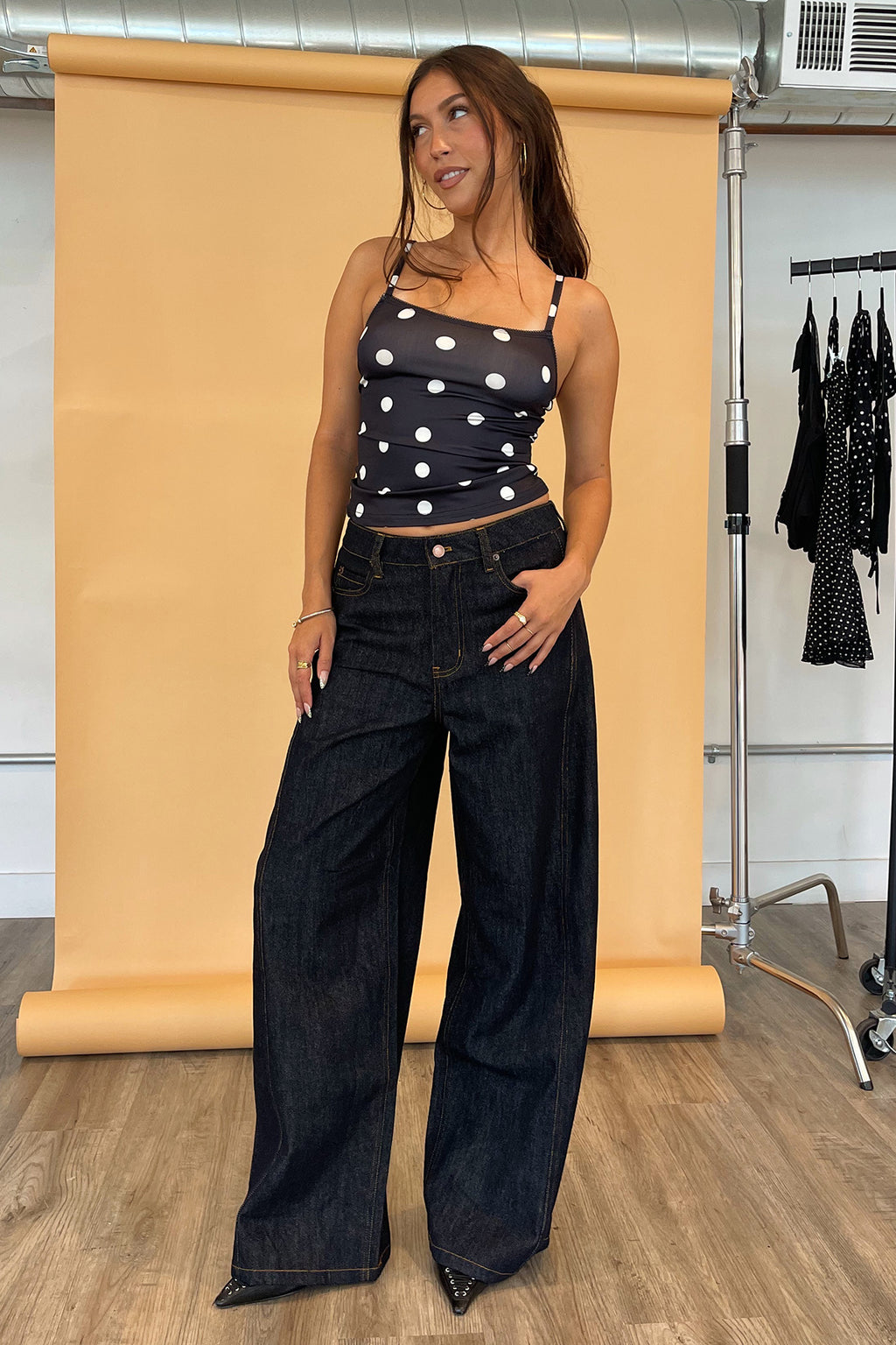 Pounding Pavement Dark Denim Low Rise Wide Leg Jeans