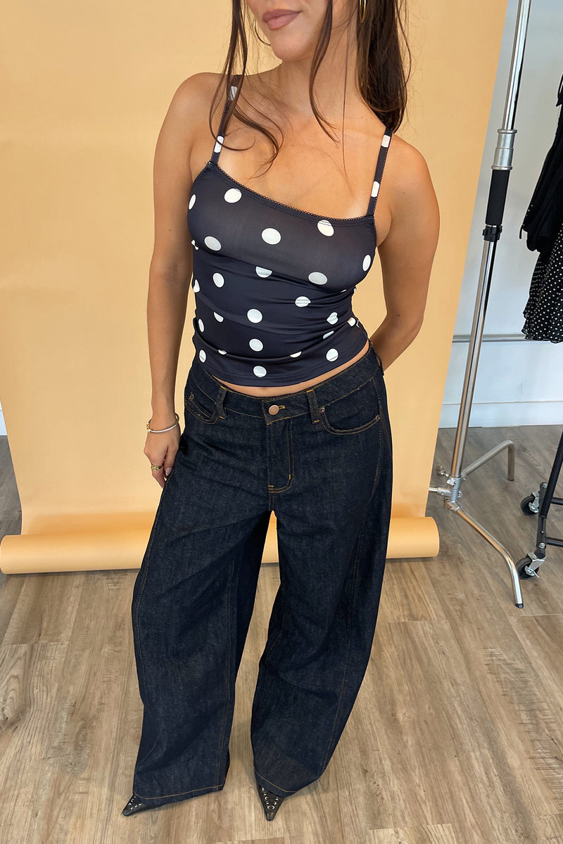 Pounding Pavement Dark Denim Low Rise Wide Leg Jeans