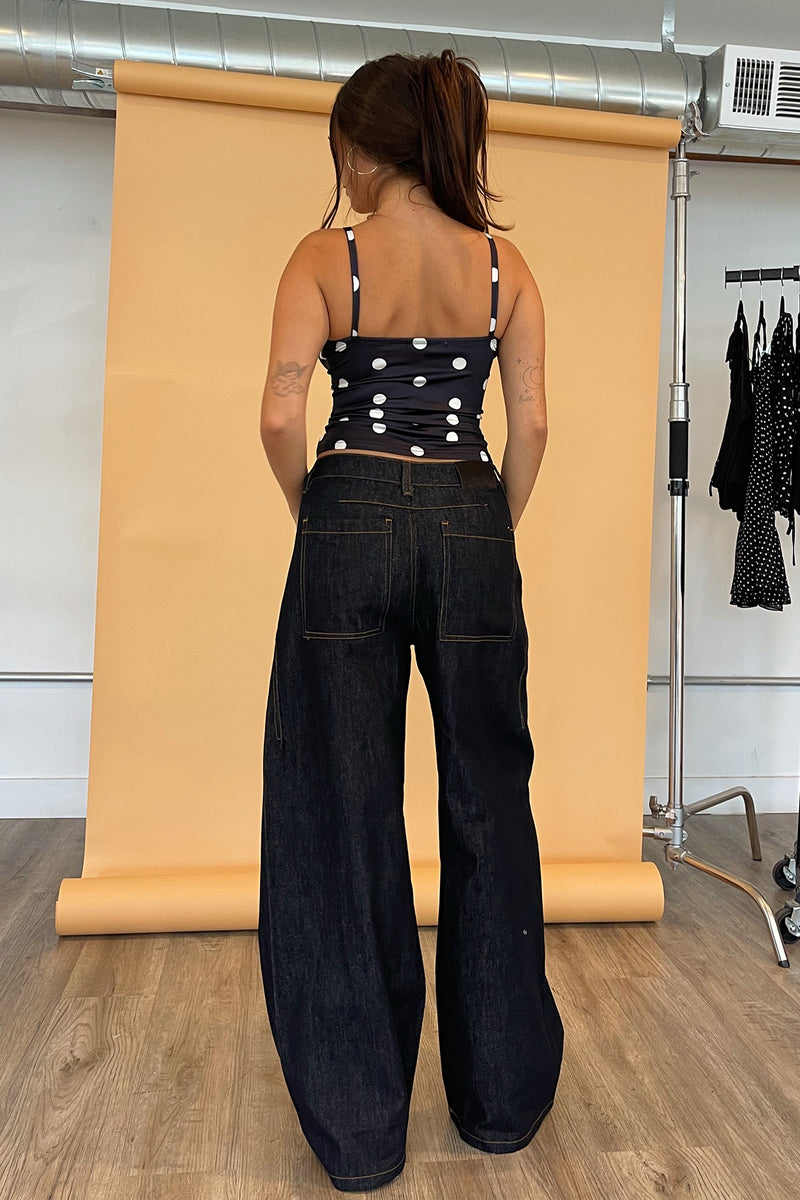 Pounding Pavement Dark Denim Low Rise Wide Leg Jeans