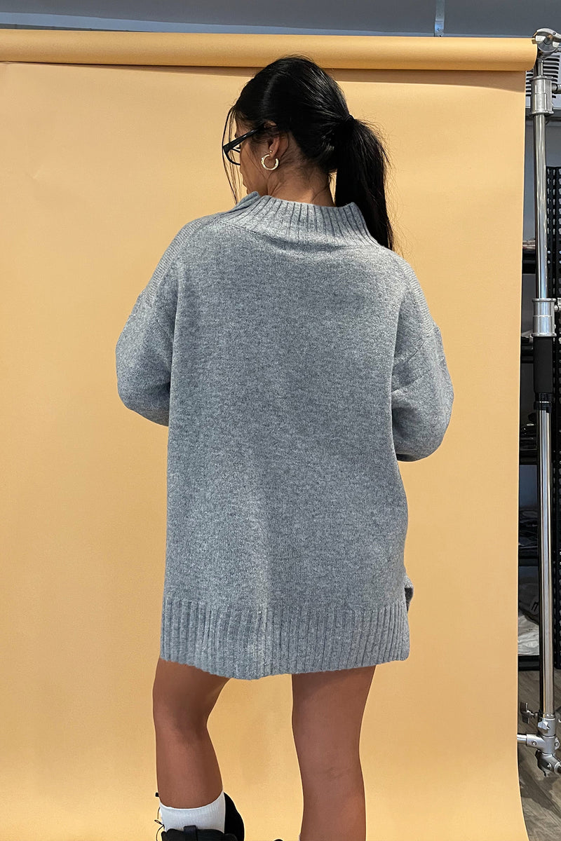 With Love Grey Mock Neck Sweater