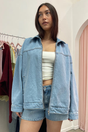 First Pick Light Denim Zip Up Jacket