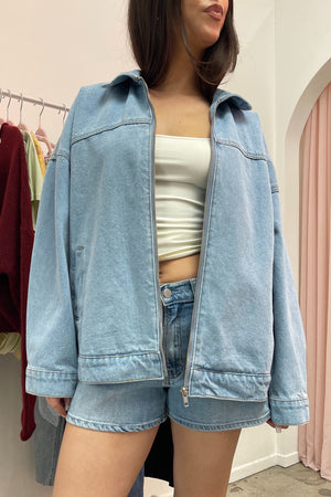 First Pick Light Denim Zip Up Jacket