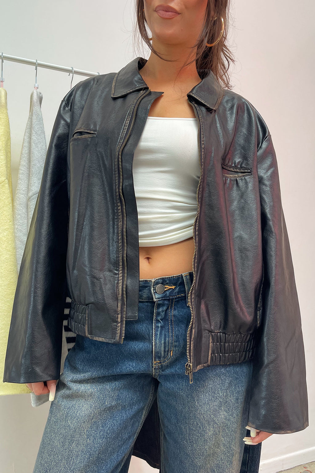 Night Rider Brown Distressed Faux Leather Jacket
