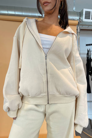 For Keeps Ecru Zip Up Hoodie