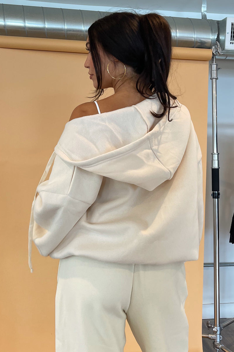 For Keeps Ecru Zip Up Hoodie