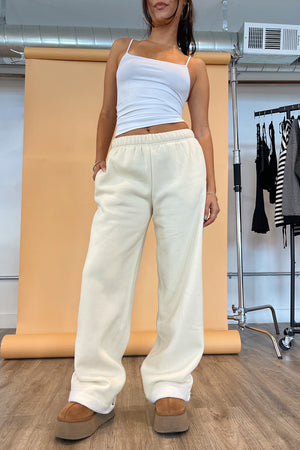 For Keeps Ecru Wide Leg Sweatpants