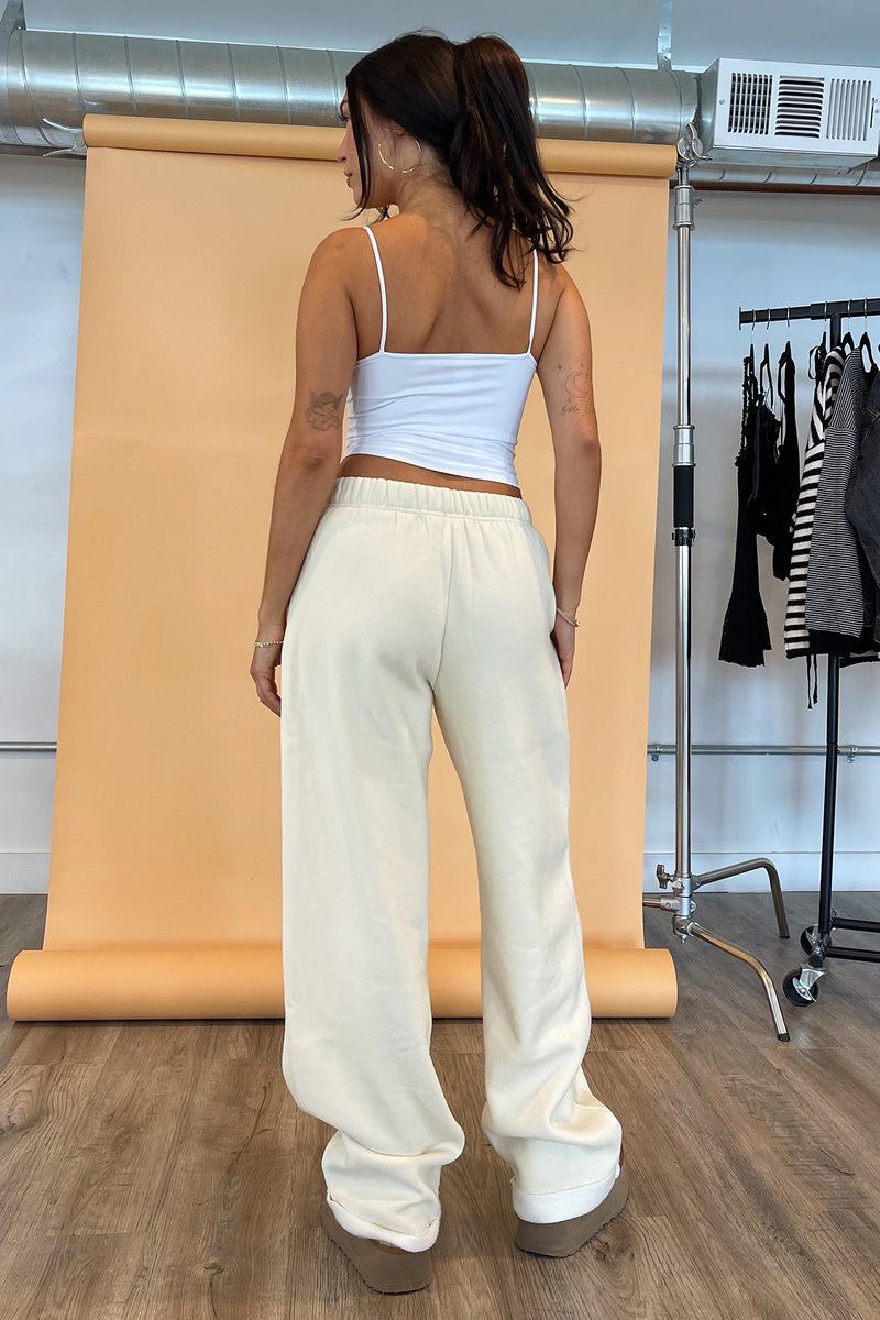 For Keeps Ecru Wide Leg Sweatpants