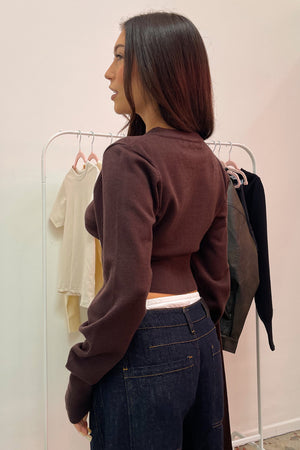 Très Chic Espresso Snap Closure Fitted Cardigan