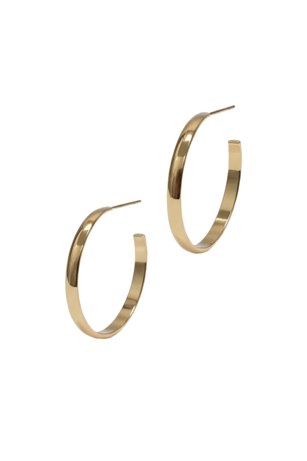 2" Gold Flat Hoops with Post Back