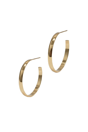 2" Gold Flat Hoops with Post Back