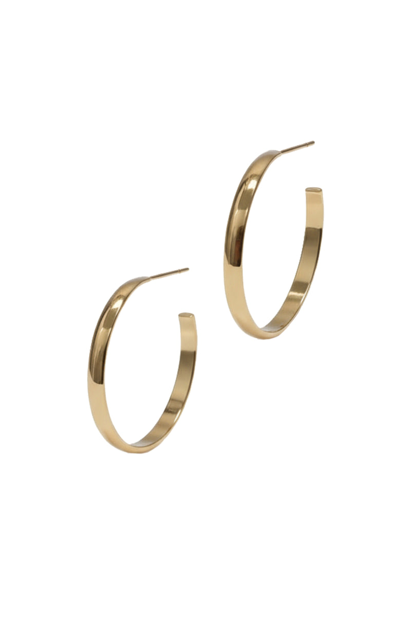 2" Gold Flat Hoops with Post Back