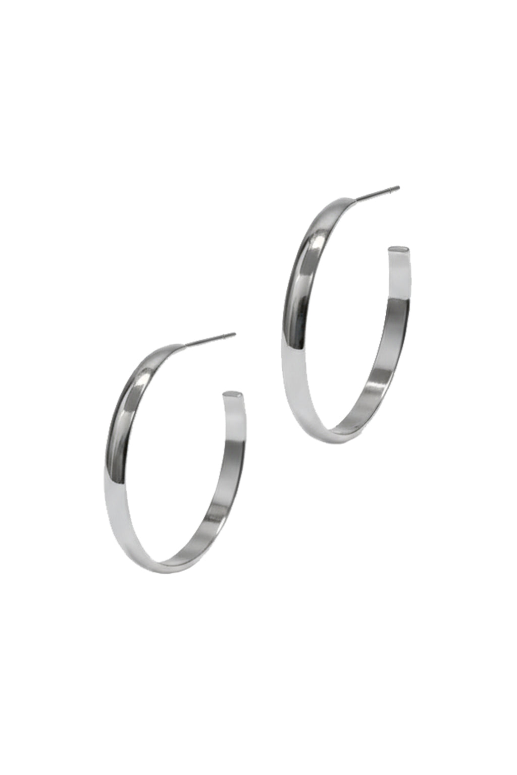 2" Silver Flat Hoops with Post Back