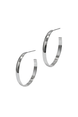 2" Silver Flat Hoops with Post Back