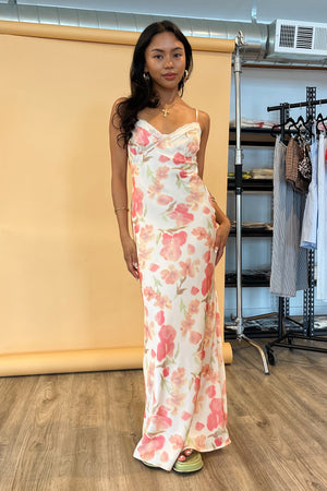 Garden Party Pink Watercolor Floral Maxi Dress