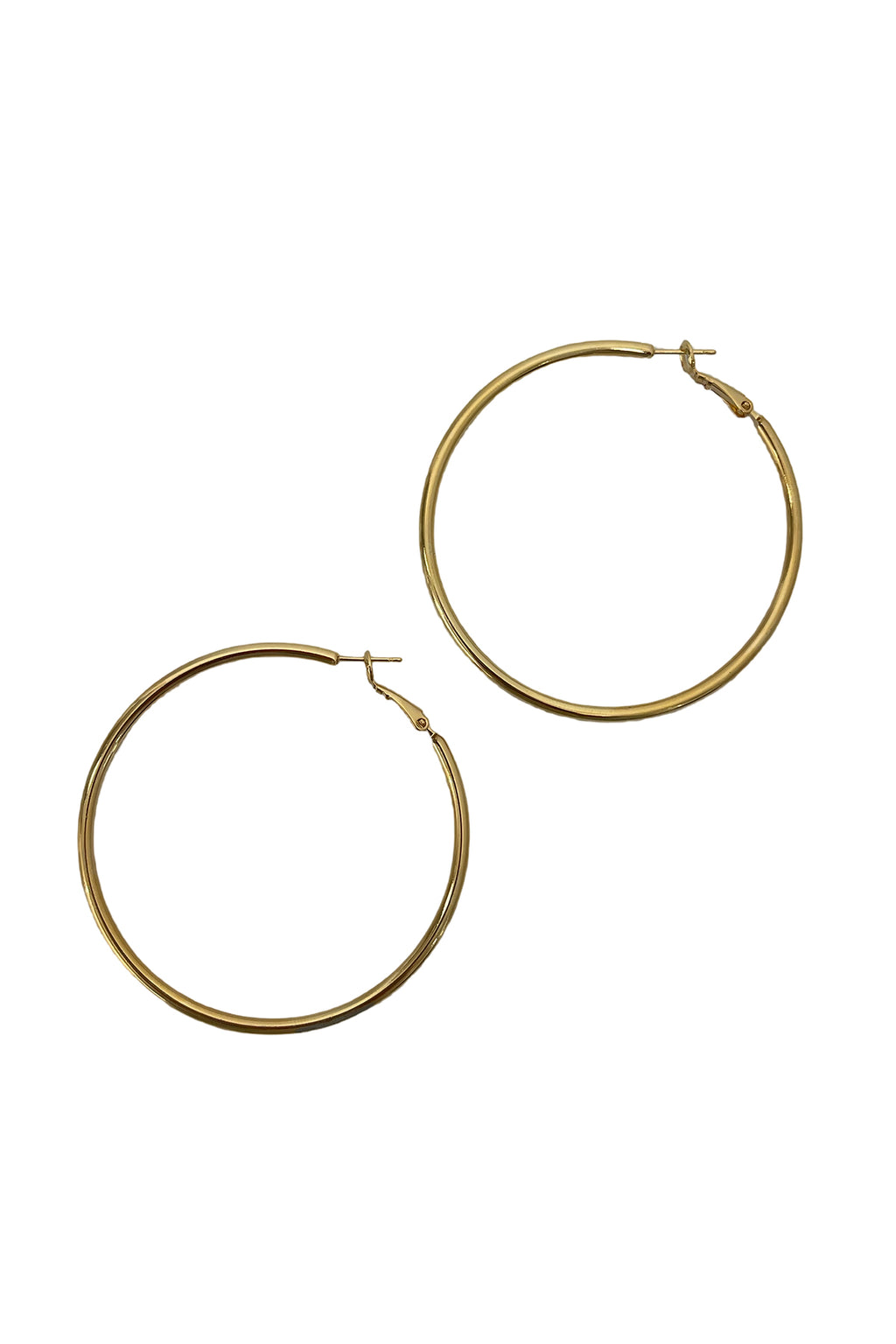 2.25" Gold Thin Hoops with Clasp Back