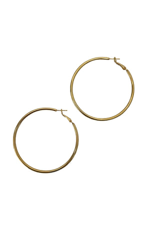2.25" Gold Thin Hoops with Clasp Back