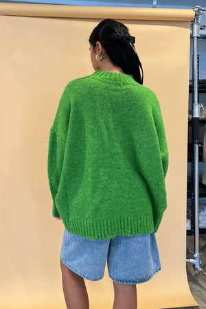 Dirty Martini Green Oversized Distressed Sweater