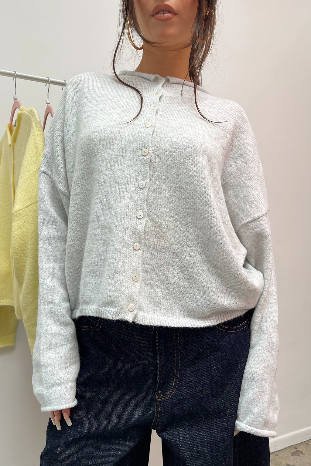 Blythe Light Grey Button Up Cardigan
