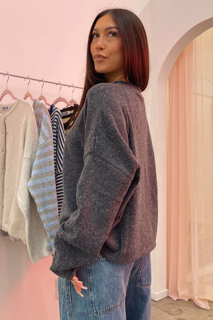 Blythe Charcoal Button Up Cardigan