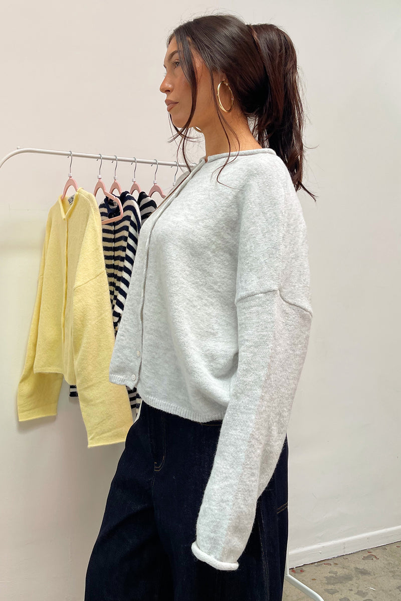 Blythe Light Grey Button Up Cardigan