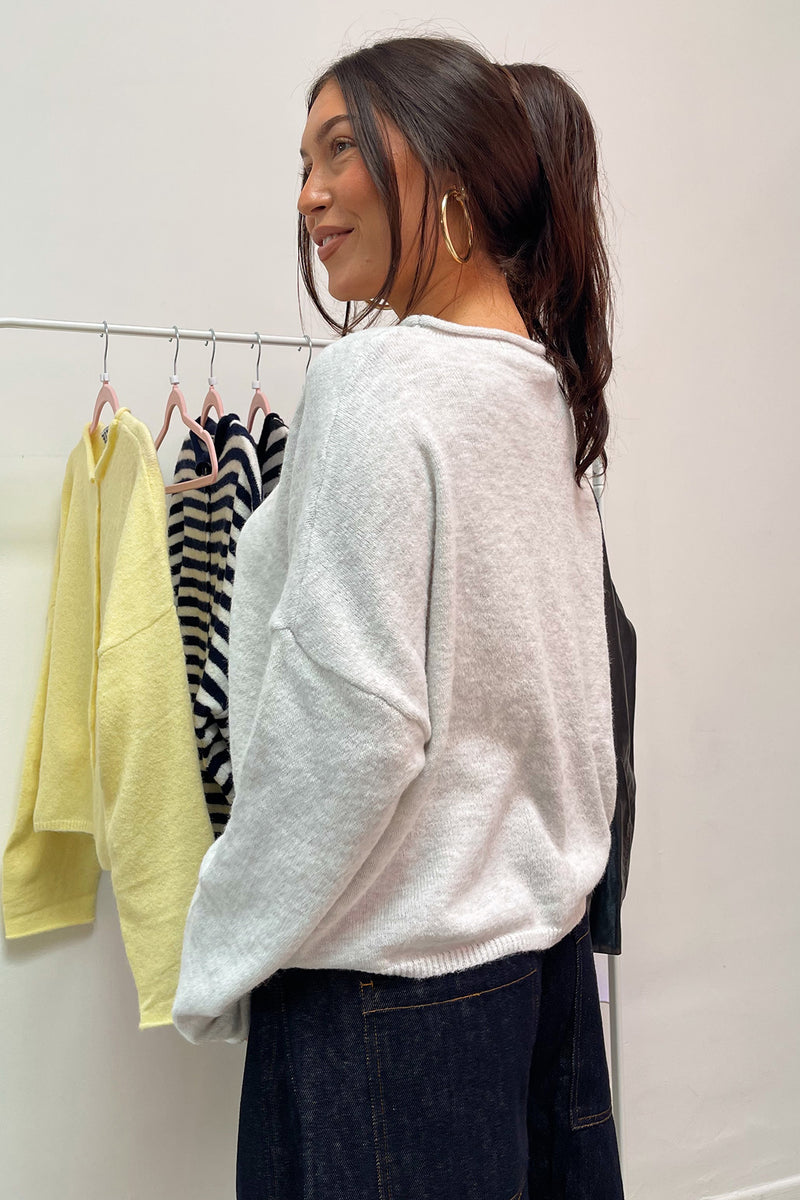 Blythe Light Grey Button Up Cardigan