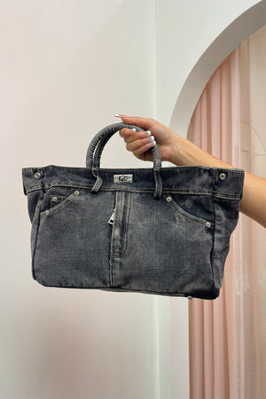 Back Pocket Washed Black Denim Jean Fly and Pocket Bag