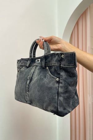 Back Pocket Washed Black Denim Jean Fly and Pocket Bag