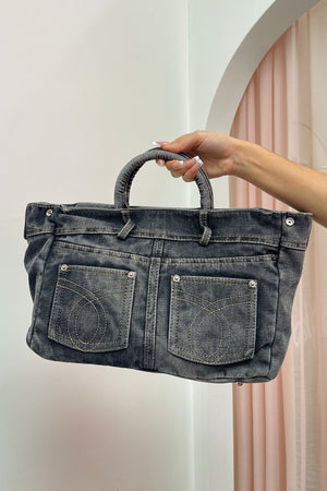 Back Pocket Washed Black Denim Jean Fly and Pocket Bag