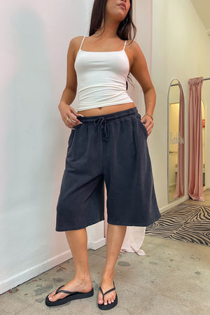 Easygoing Grey Vintage Wash Baggy Sweat Shorts