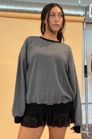 Rowan Grey and Black Stripe Sweatshirt