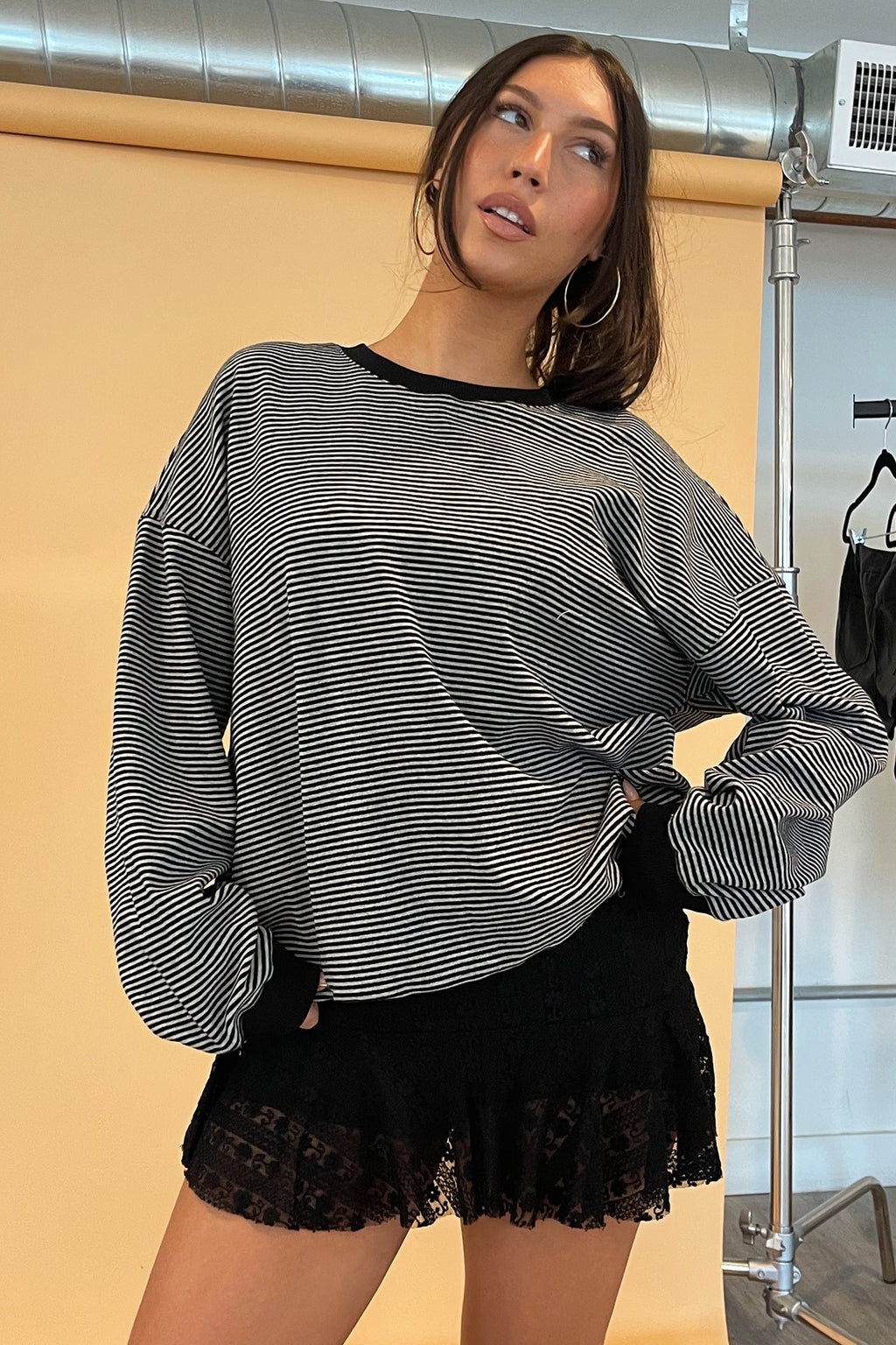 Rowan Grey and Black Stripe Sweatshirt