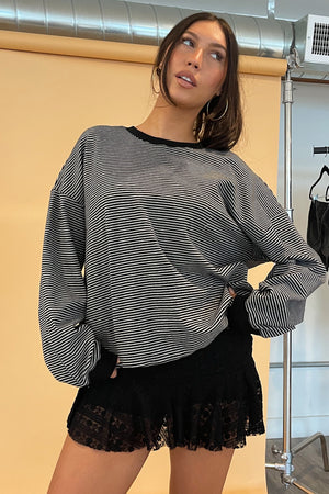 Rowan Grey and Black Stripe Sweatshirt