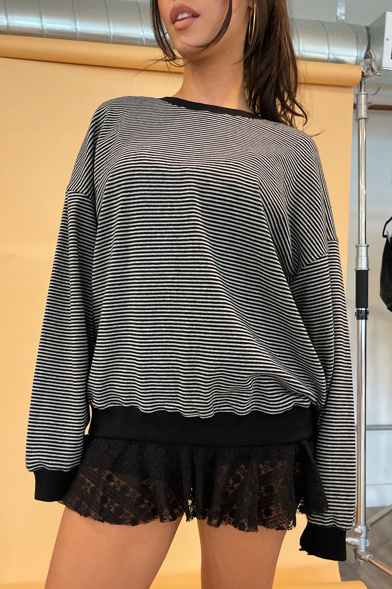 Rowan Grey and Black Stripe Sweatshirt