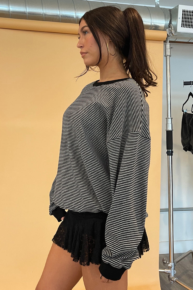 Rowan Grey and Black Stripe Sweatshirt