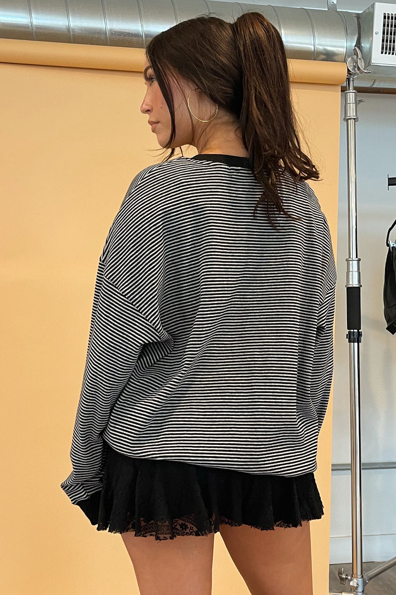 Rowan Grey and Black Stripe Sweatshirt