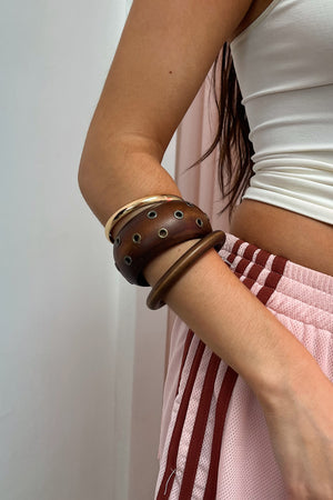Wooden with Grommet Stud Bangle Set