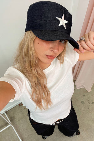 All Star Dark Denim with Cream Star Hat