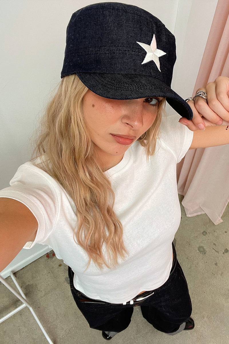All Star Dark Denim with Cream Star Hat