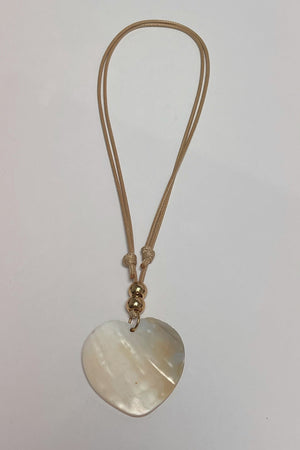 Cream Heart Shaped Shell with Cream Cord Necklace