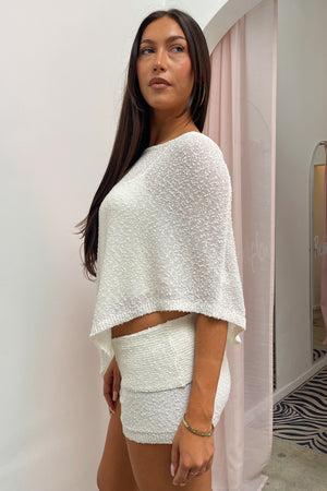 Be Together Ivory Textured Knit Poncho