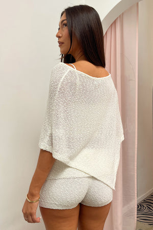 Be Together Ivory Textured Knit Poncho