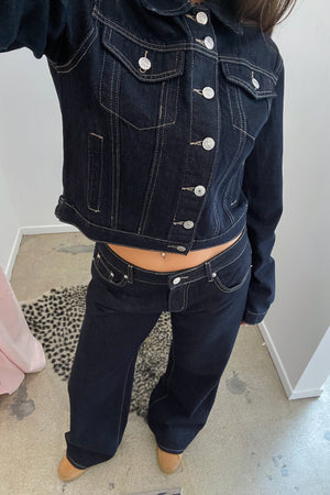 Casting Call Dark Denim Low Rise Baggy Jean