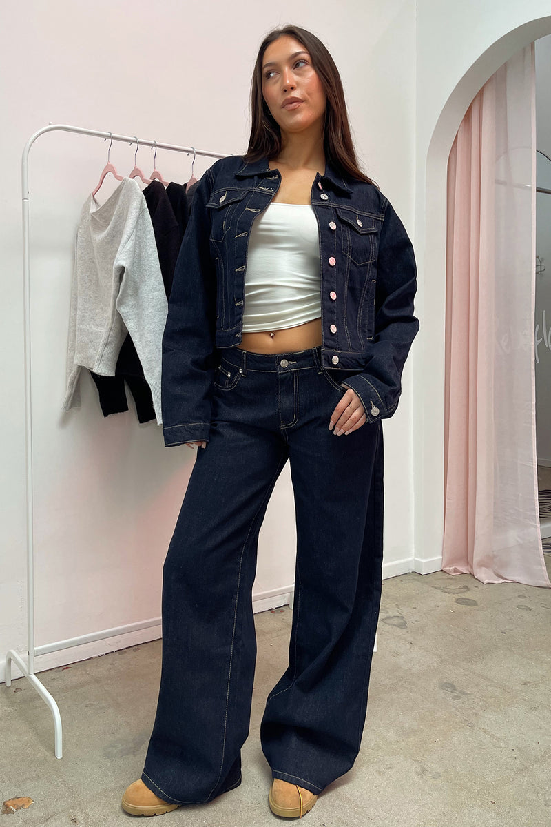 Casting Call Dark Denim Low Rise Baggy Jean