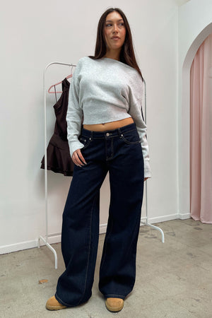 Casting Call Dark Denim Low Rise Baggy Jean